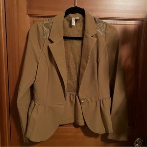 Forever 21 Exclusive Tan Lace Backed Blazer